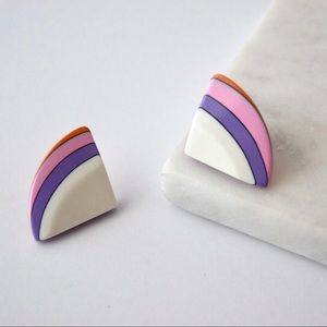 Vintage Ceramic Arc Earrings